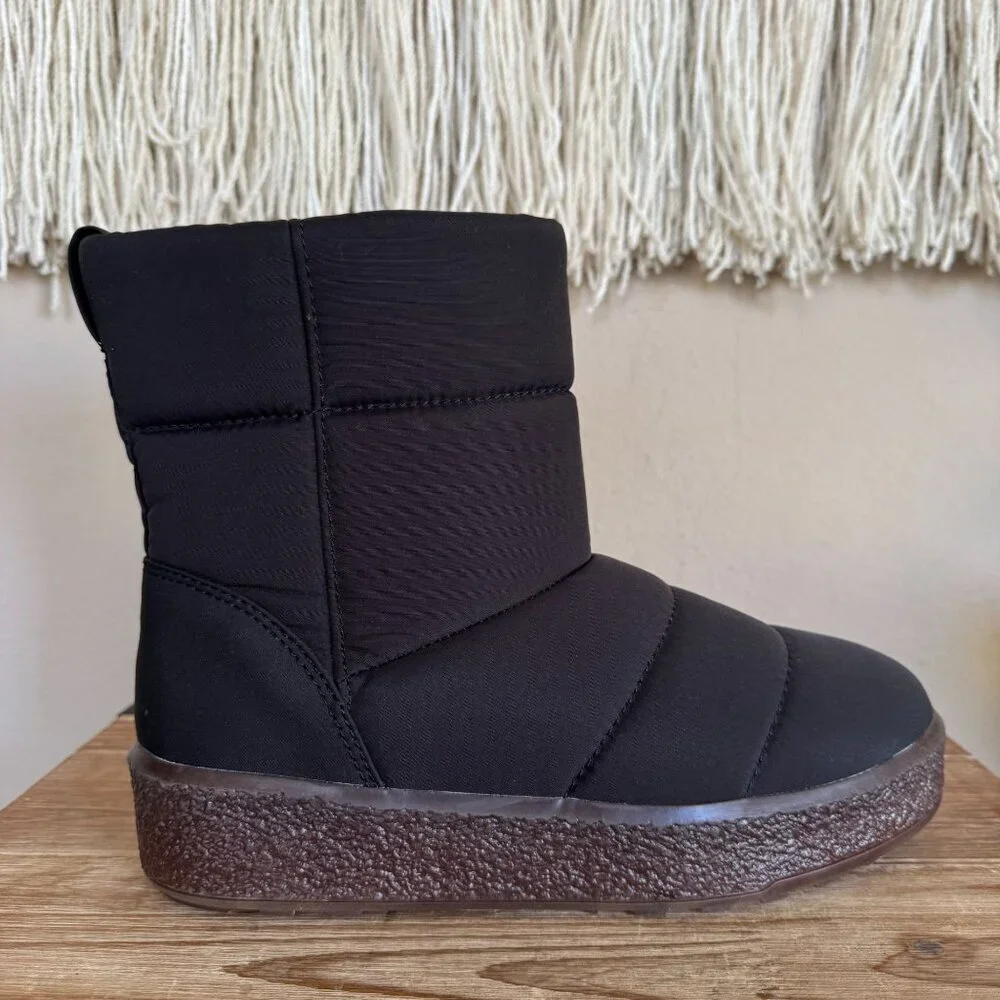 Madewell The Toasty Puffer Black Water Resistant Nylon Winter Boots Size 8